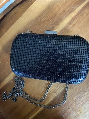 Expressions NYC Black metal mesh Chain-Handle Evening Clutch